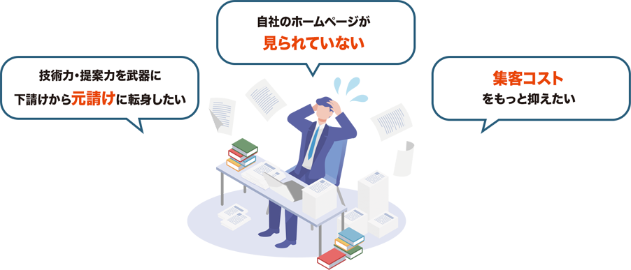 地域での 知名度・認知度が不足している 自社のホームページが見られていない 集客コストをもっと抑えたい