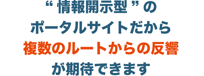 情報開示型”のポータルサイトだから複数のルートからの反響が期待できます